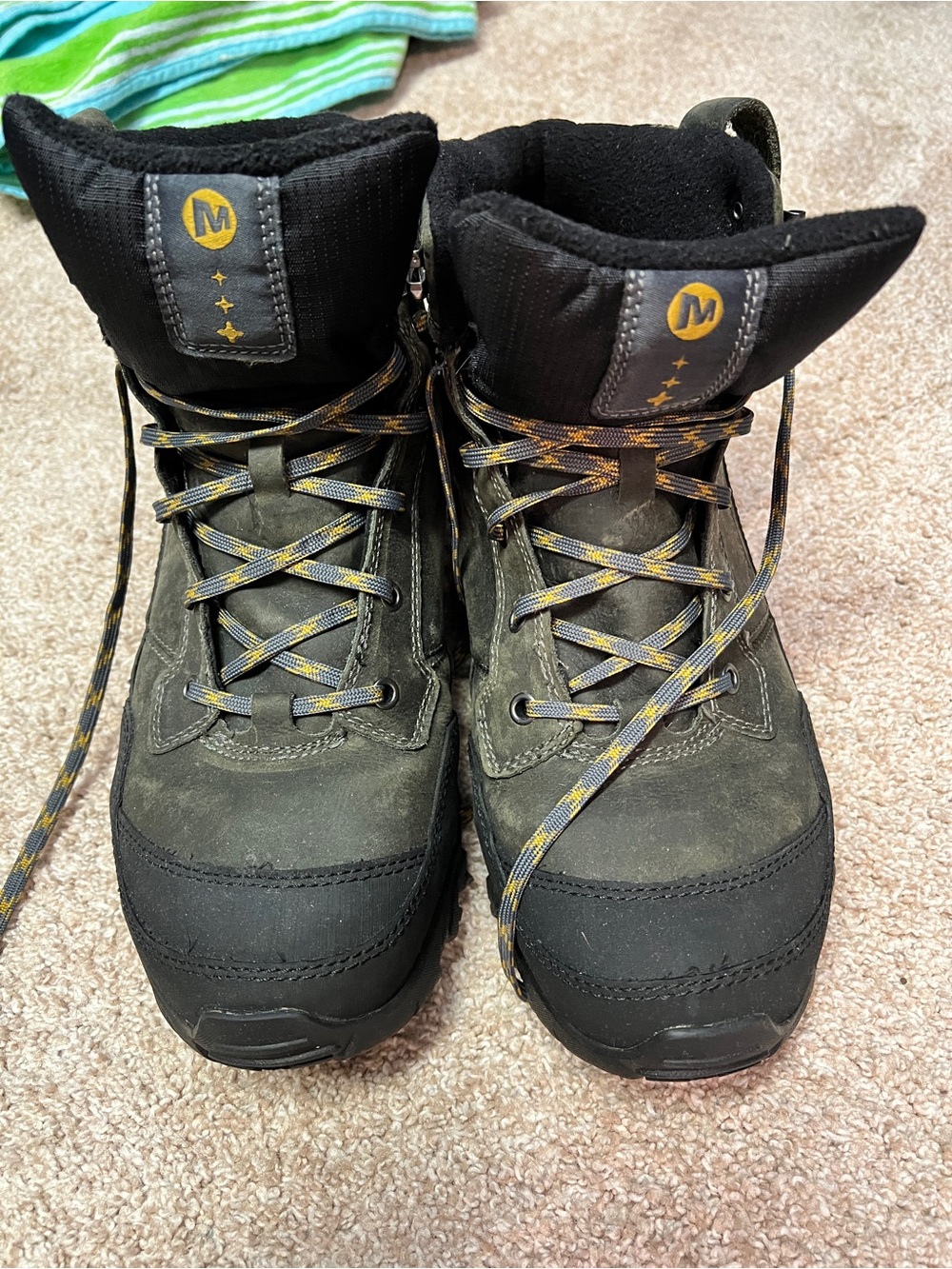 Merrell Black and Olive Men's Hiking Boots